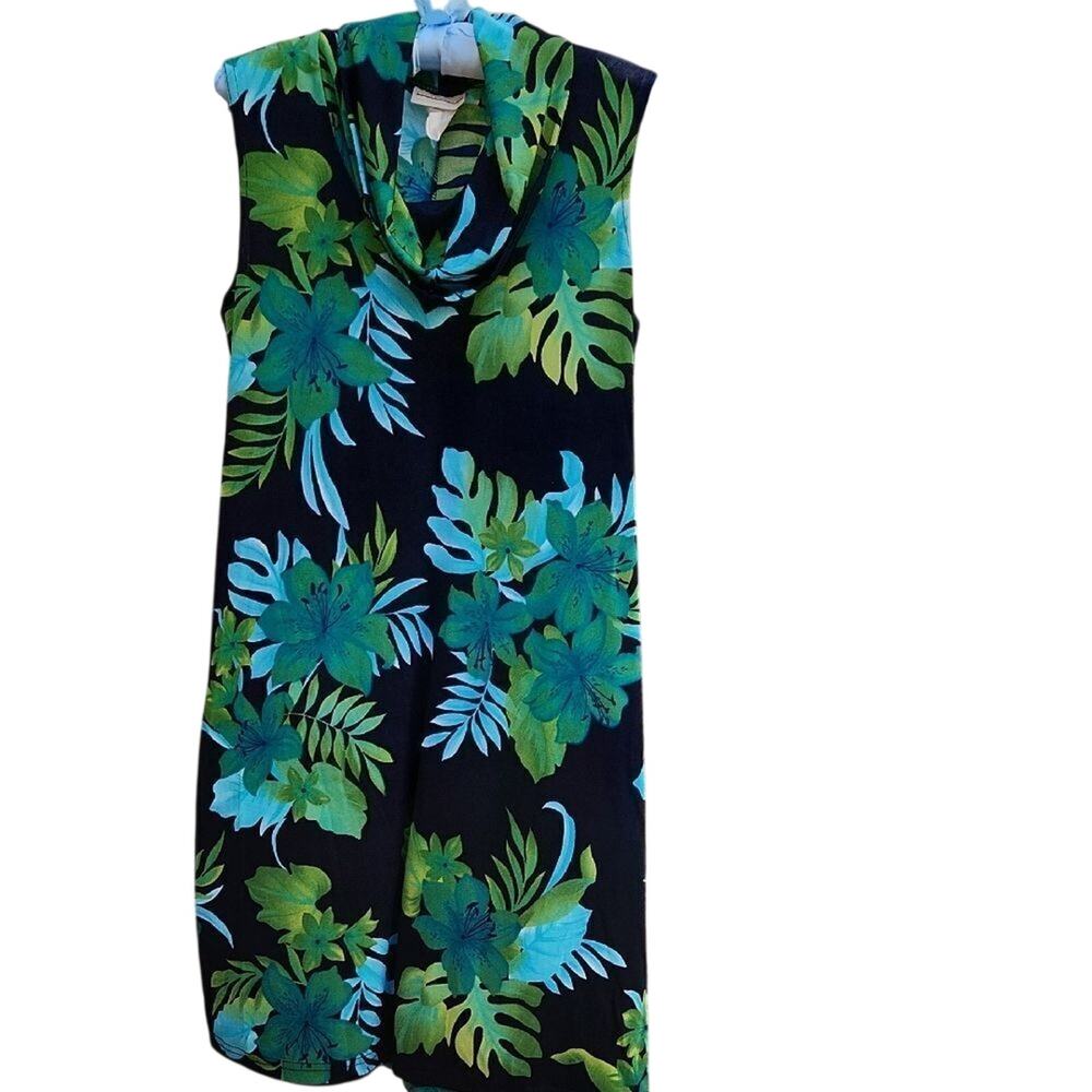 Expressions Green and Blue Midi Dress Womens size medium
